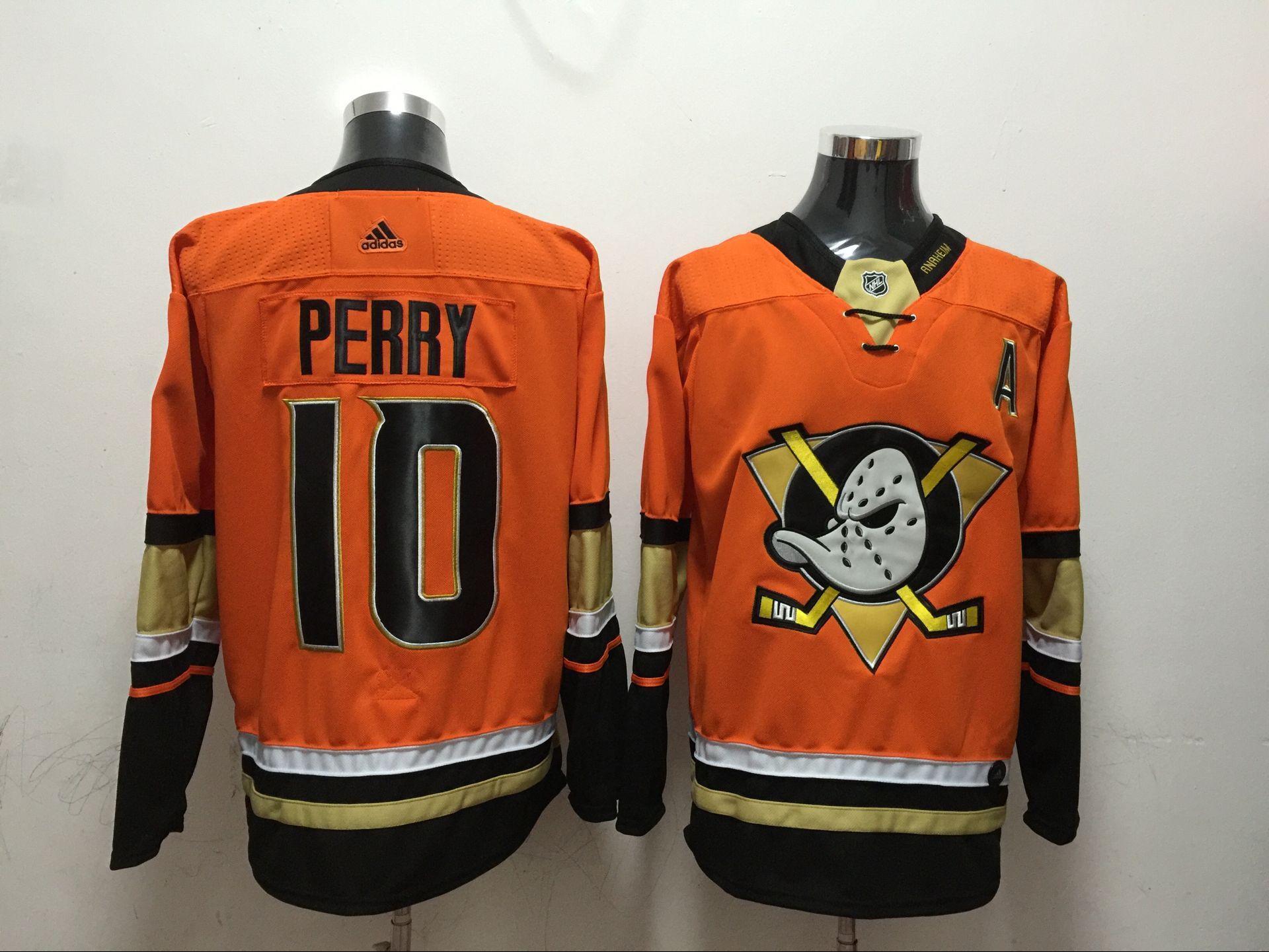 Men Anaheim Ducks 10 Perry Orange Adidas Hockey Stitched NHL Jerseys